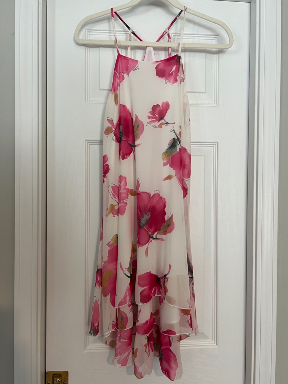 Peach Love California Dress with Pink Floral Print